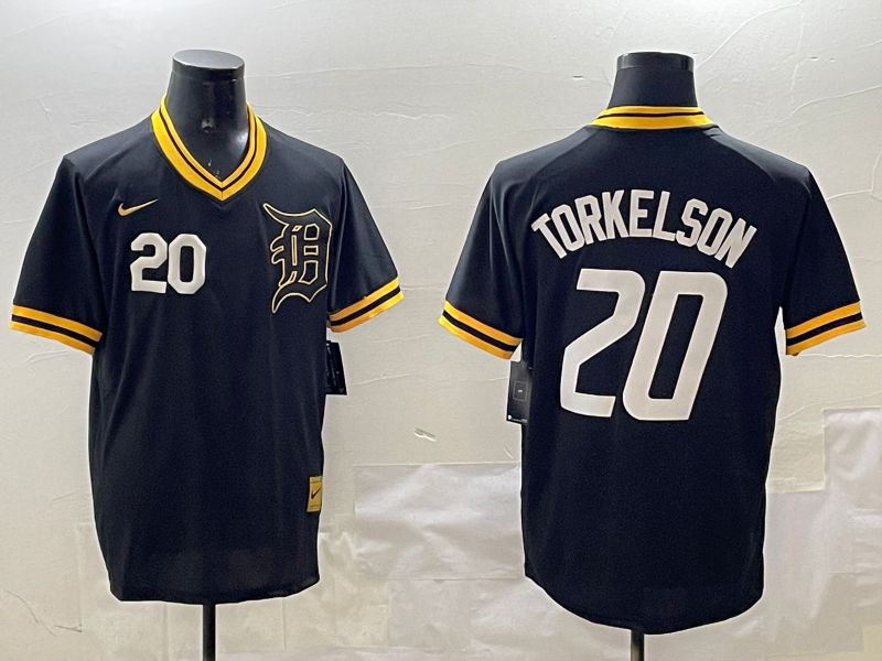 Men Detroit Tigers 20 Torkelaon Black Gold Game 2025 Nike MLB Jersey style 5